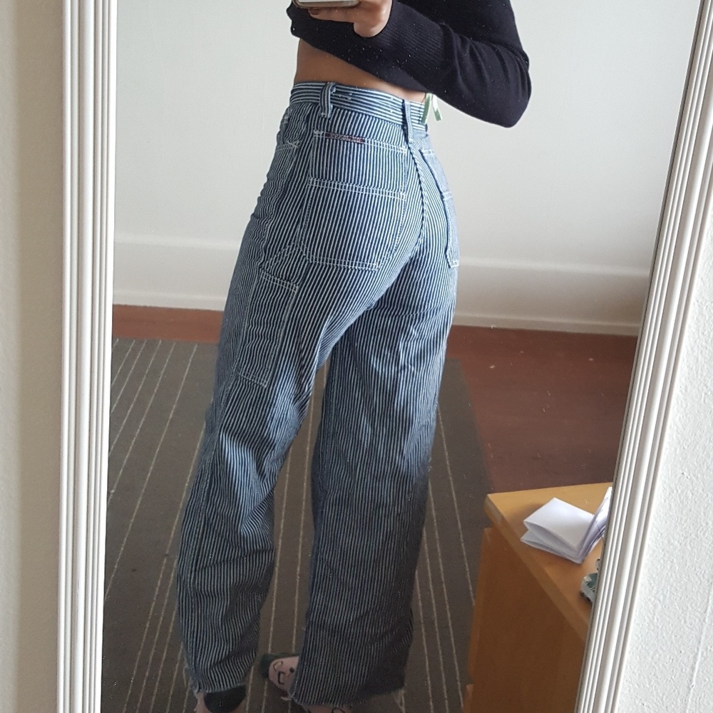 Blue and white striped wide leg jeans - Picture 1 of 4